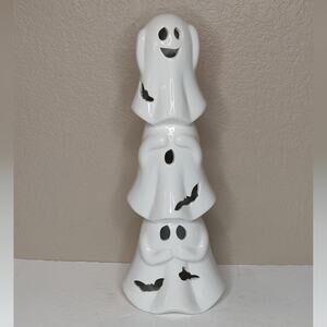 Light Up Stacked Ceramic Ghosts  Trio Hear No Evil See No Evil Speak‎ No Evil